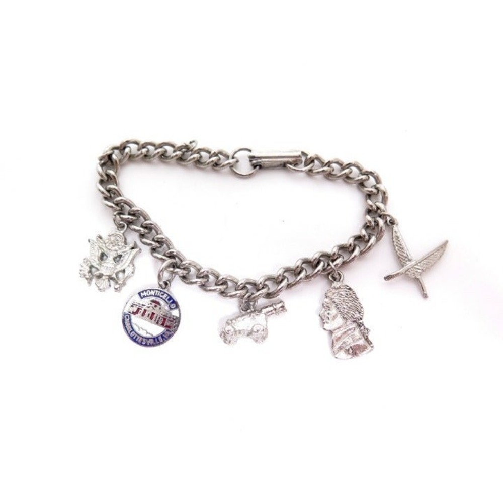 Vintage US Charlottesville‎ Monticello Travel charm Bracelet